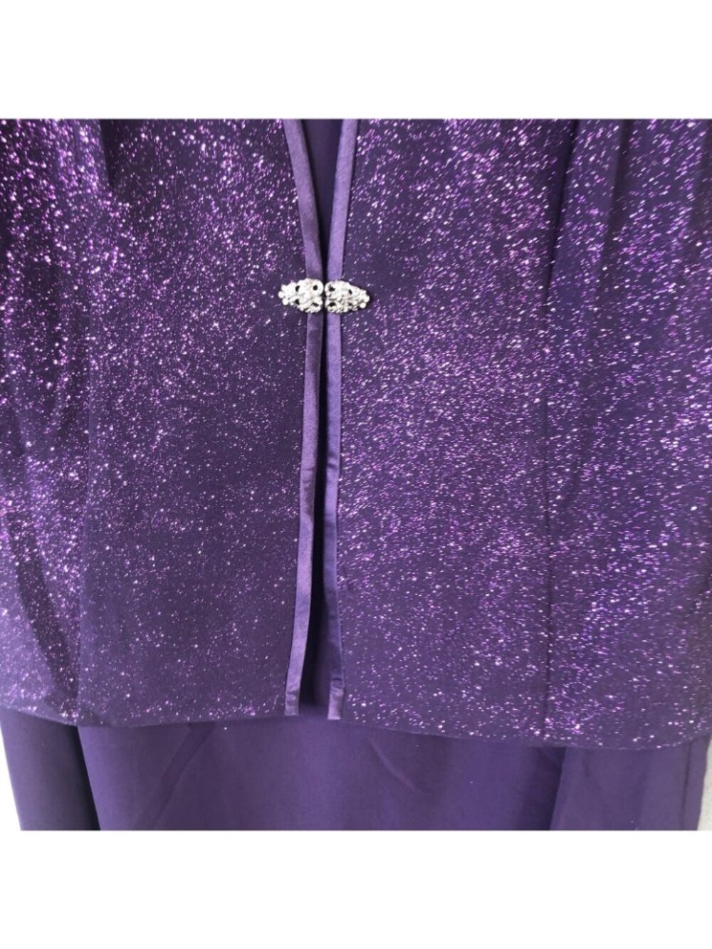 R&M Richards Dress Womens 18W Purple Glitter Jacket 2 Piece Formal Gown Set - Picture 16 of 16